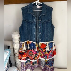 Just Plane Jane Blue Jean Denim 70’s Style Long Vest